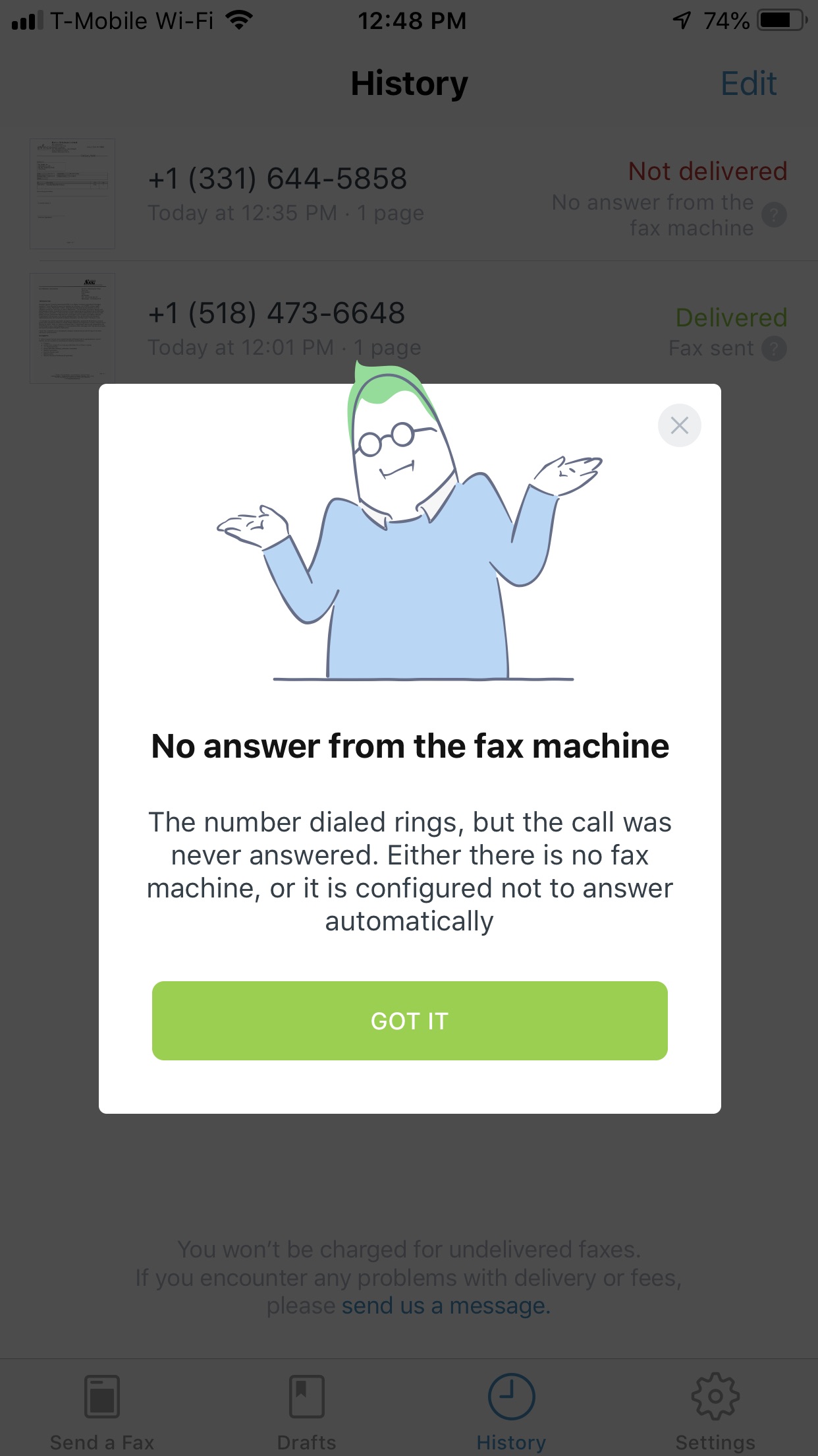 Sending a Fax Failed - pdfscanner